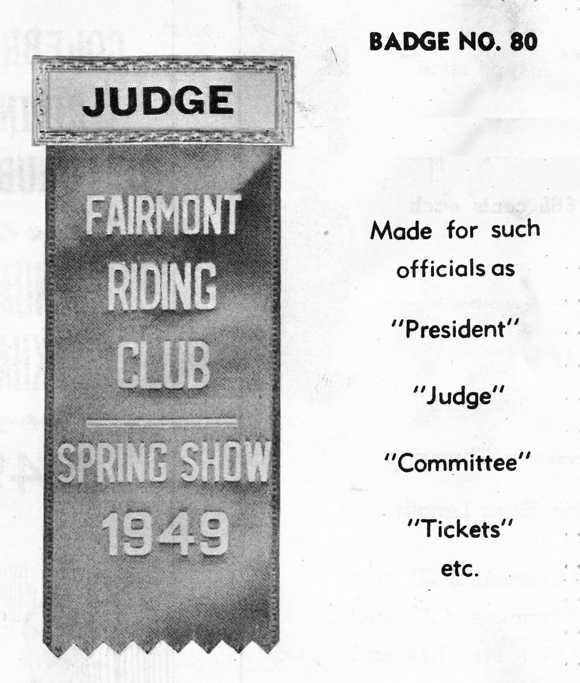 Ribbon with badge produced by Hodges in 1949