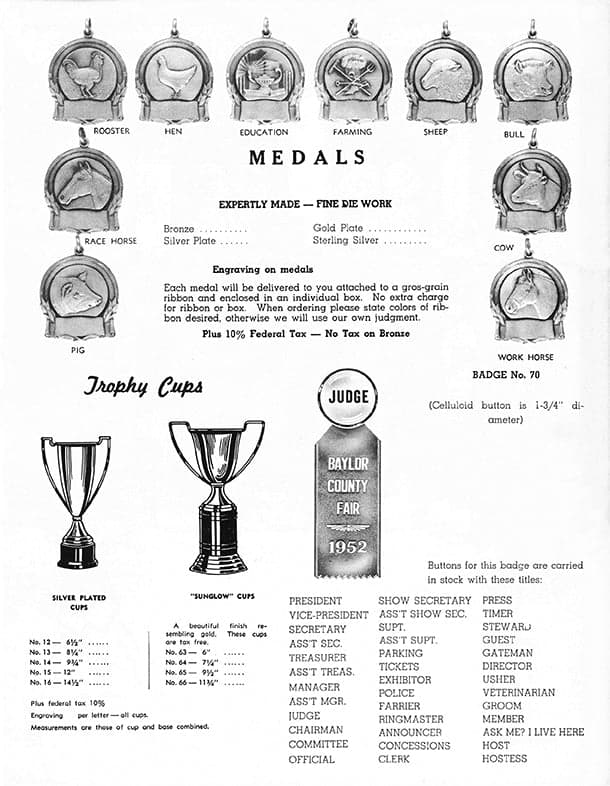 1952 Hodges medal flyer