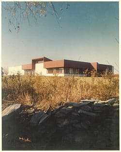 Hodges Badge building on Schoolhouse Lane, Portsmouth, Rhode Island