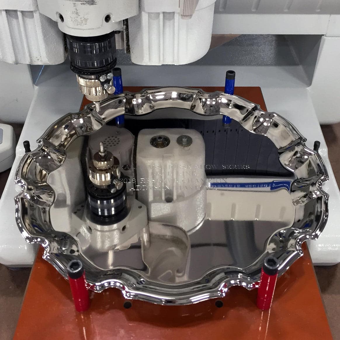 Rotary engraving a silver award at Hodges